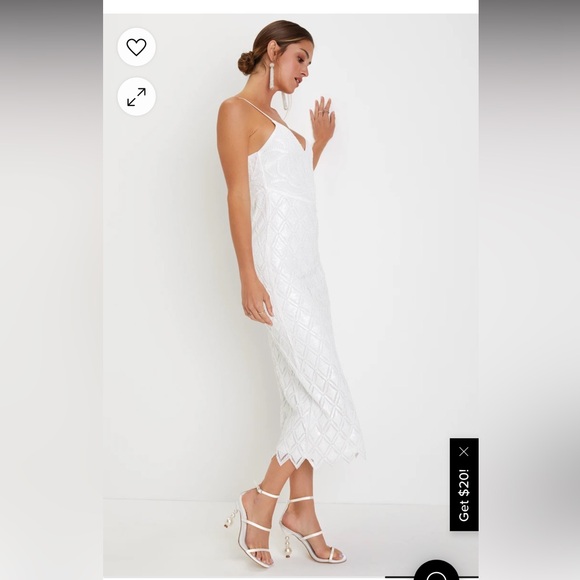 NWT!! Sold out online! Lulu’s White Sequins Midi Dress - Picture 4 of 5